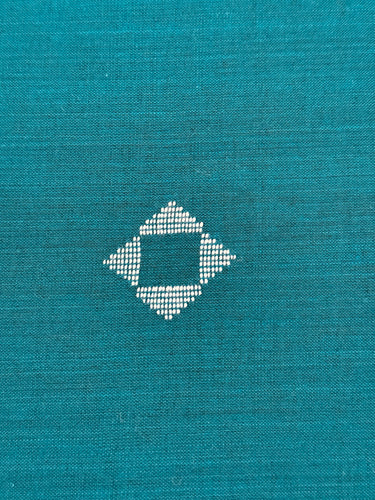 ShopNaya Exclusive | Handwoven | Pure Cotton Saree | Jamdani Weave | No Blouse | Forest Green | Silver Zari | Ships from California